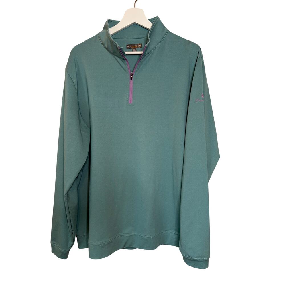 Peter Millar 1/4 Zip Pullover Men’s Large Mint Performance Golf Shirt Layer